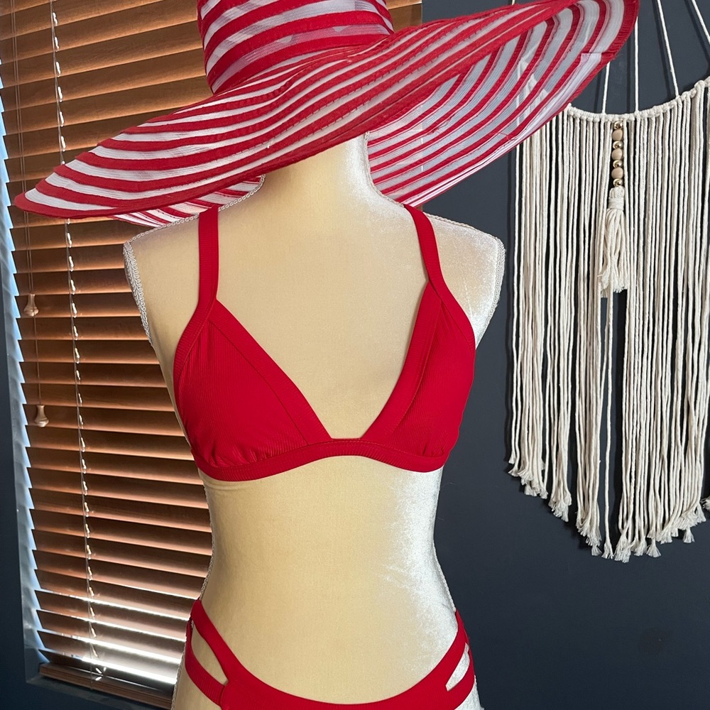 Red 2 piece swim suit bikini